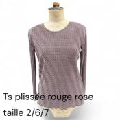 T.Shirt Plissé Rouge/Rose