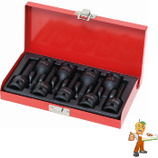 Coffret 9 embouts à chocs mâle-Torx/hexagonal