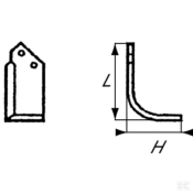 Lame Rotavator - H.P Equerre - 195 x 150 x 8 - Droite - Origine - "HOWARD"