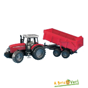 Jouet Tracteur Massey Ferguson 7480 avec remorque basculante